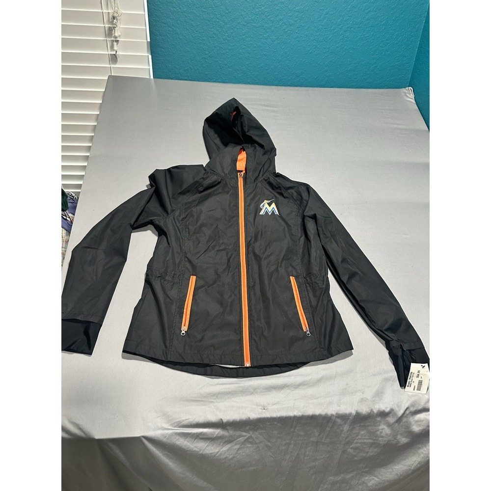 NWT Miami Marlins MLB Women's Lightweight Waterproof Full ZipJacket L